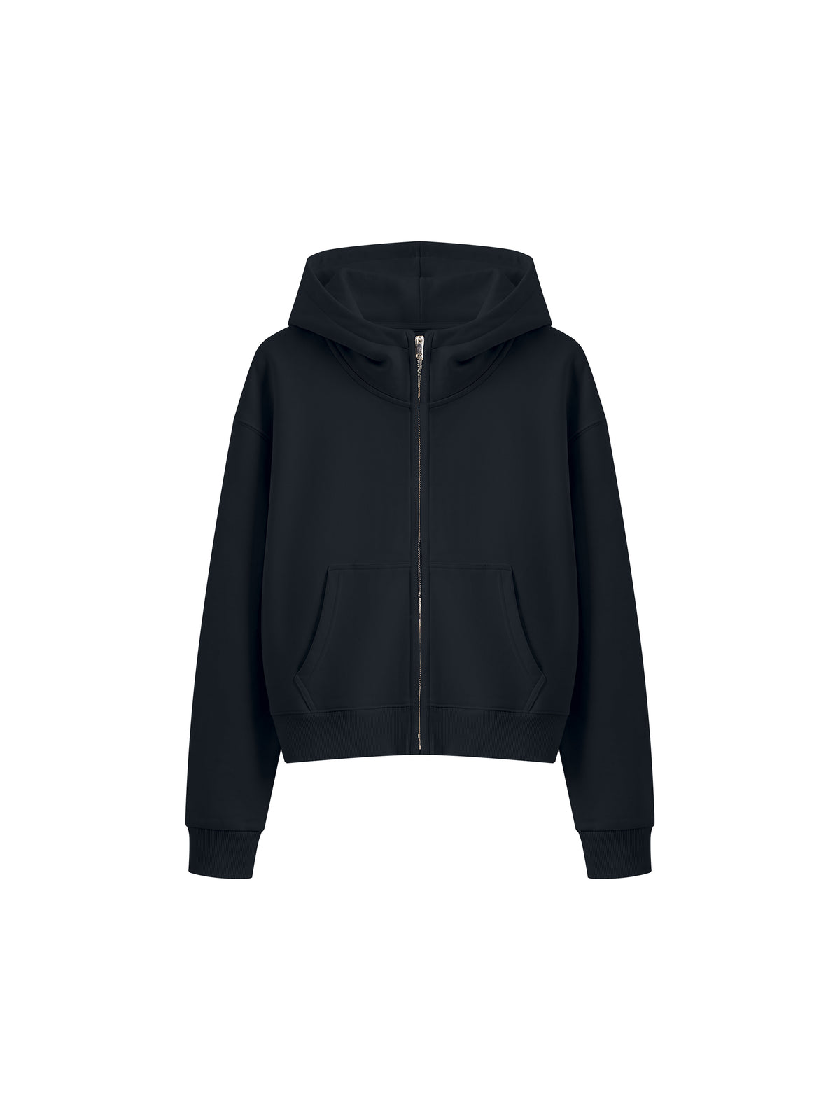 Women’s Cropped Full-Zip Hoodie black front view