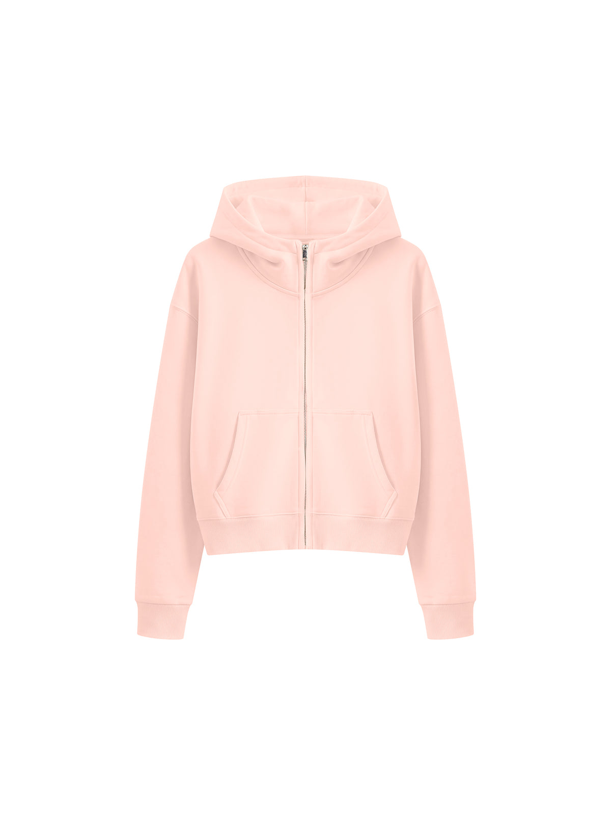Women’s Cropped Full-Zip Hoodie light pink front view