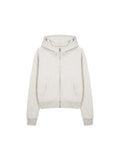 Women’s Cropped Full-Zip Hoodie oat gray front view