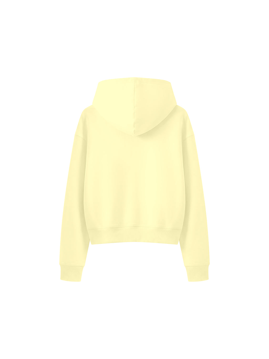 Women’s Cropped Full-Zip Hoodie light yellow back view