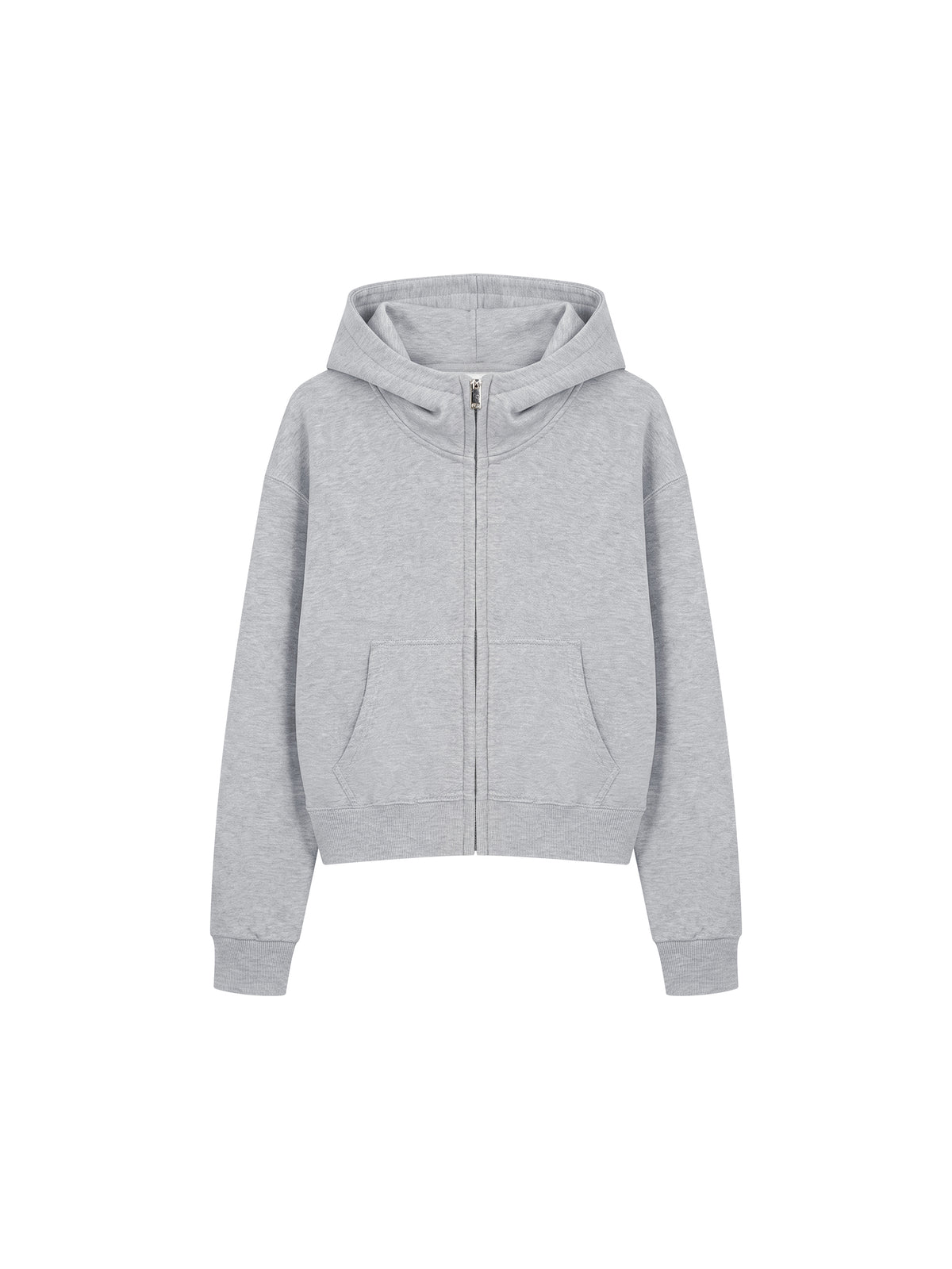 Women’s Cropped Full-Zip Hoodie flower gray front view