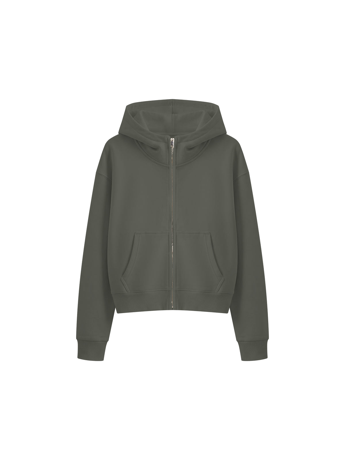 Women’s Cropped Full-Zip Hoodie dark gray front view