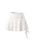 Women’s Drawstring A-Line Yoga Skort white front view