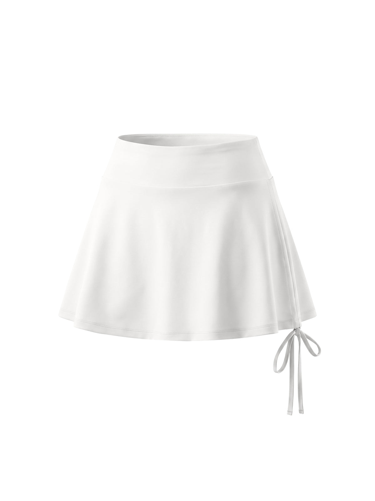 Women’s Drawstring A-Line Yoga Skort white front view