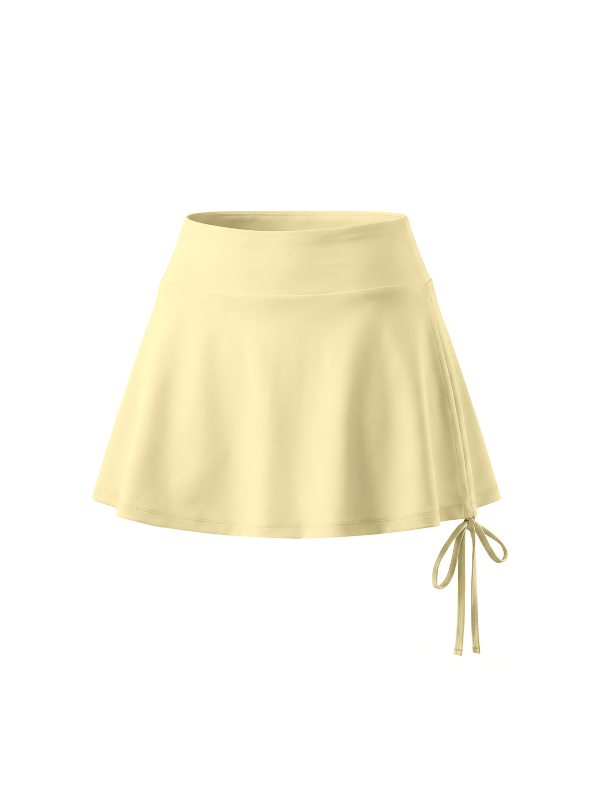 Women’s Drawstring A-Line Yoga Skort light yellow front view