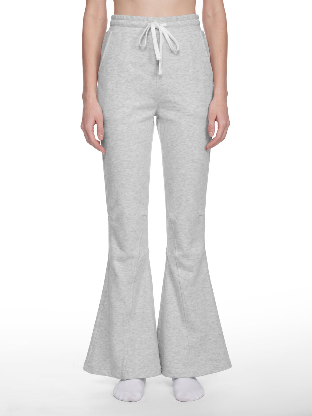 Women’s Flared Sweatpants flower gray model front view