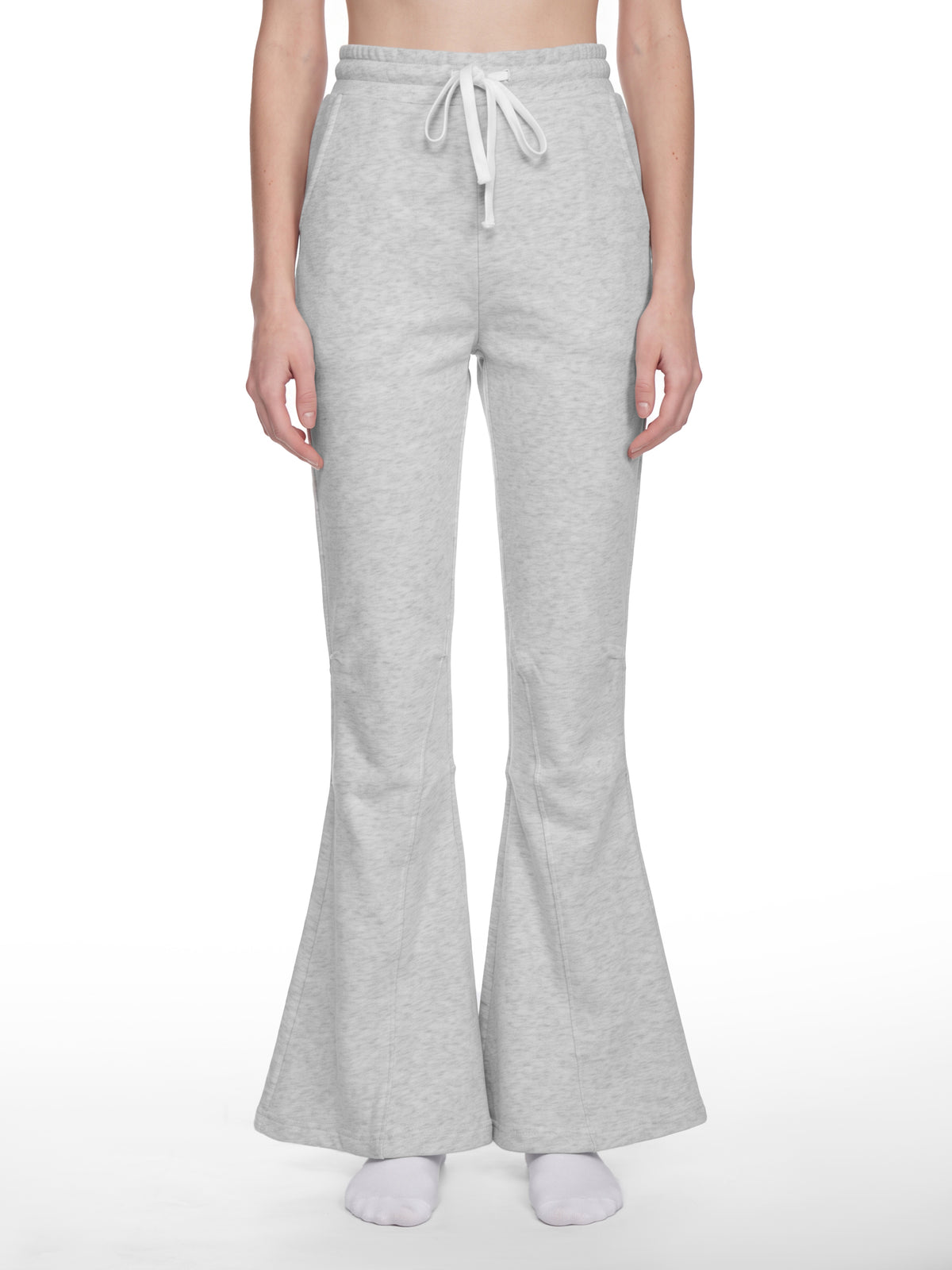 Women’s Flared Sweatpants flower gray model front view