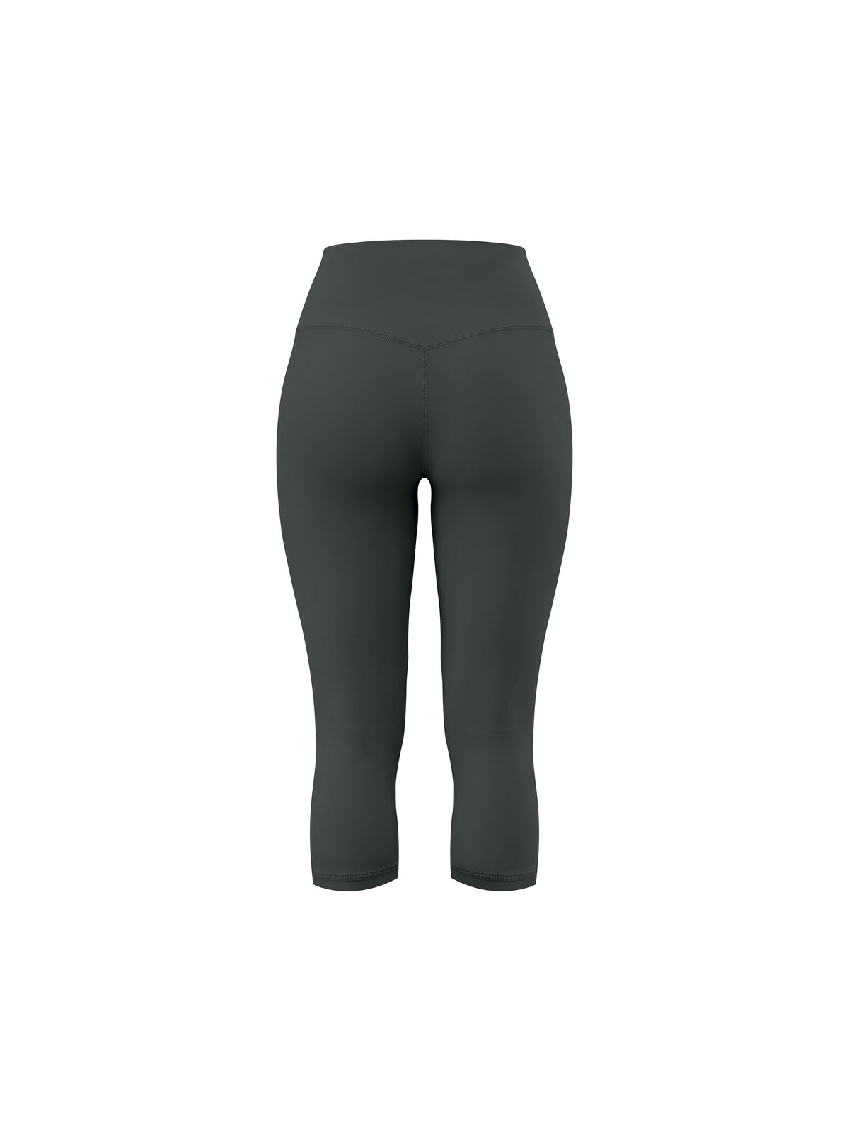 Women's High Waisted Yoga Capri Leggings - Dark Grey back