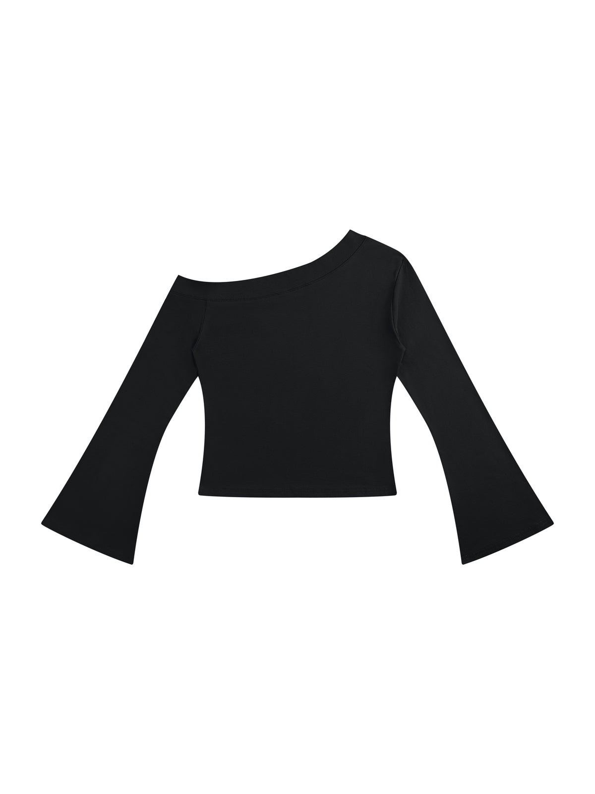 Women’s Off-Shoulder Bell Sleeve T-Shirt black back view