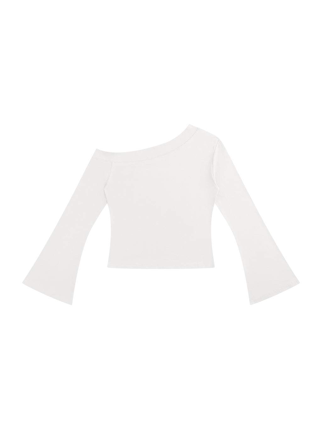 Women’s Off-Shoulder Bell Sleeve T-Shirt white back view