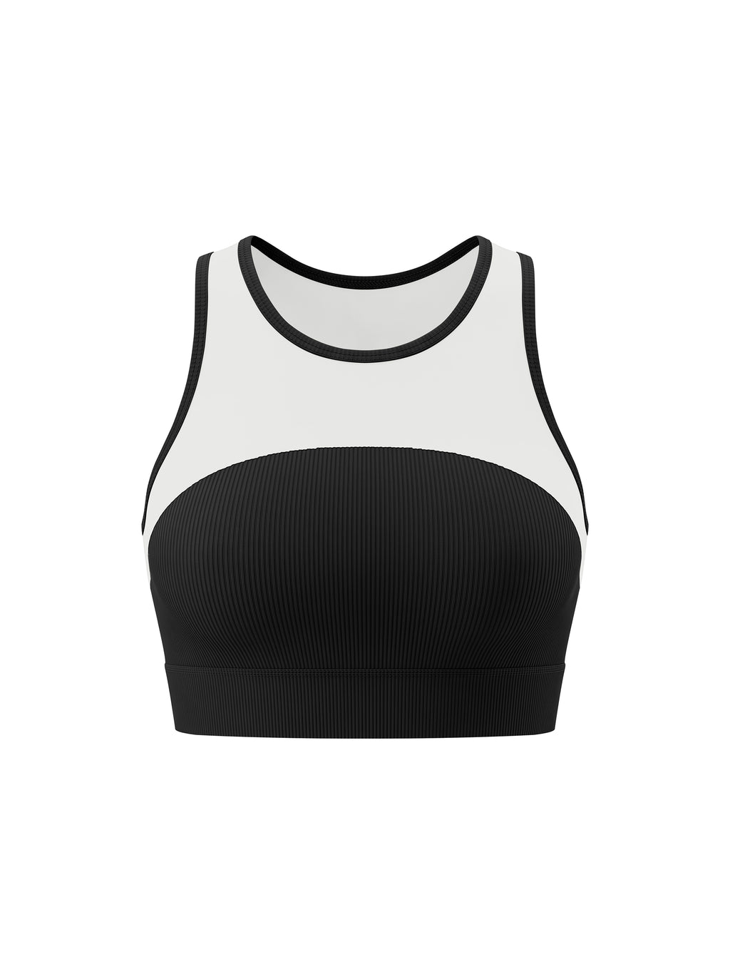 Women’s Panelled Crop Yoga Tank Top - Black with White front