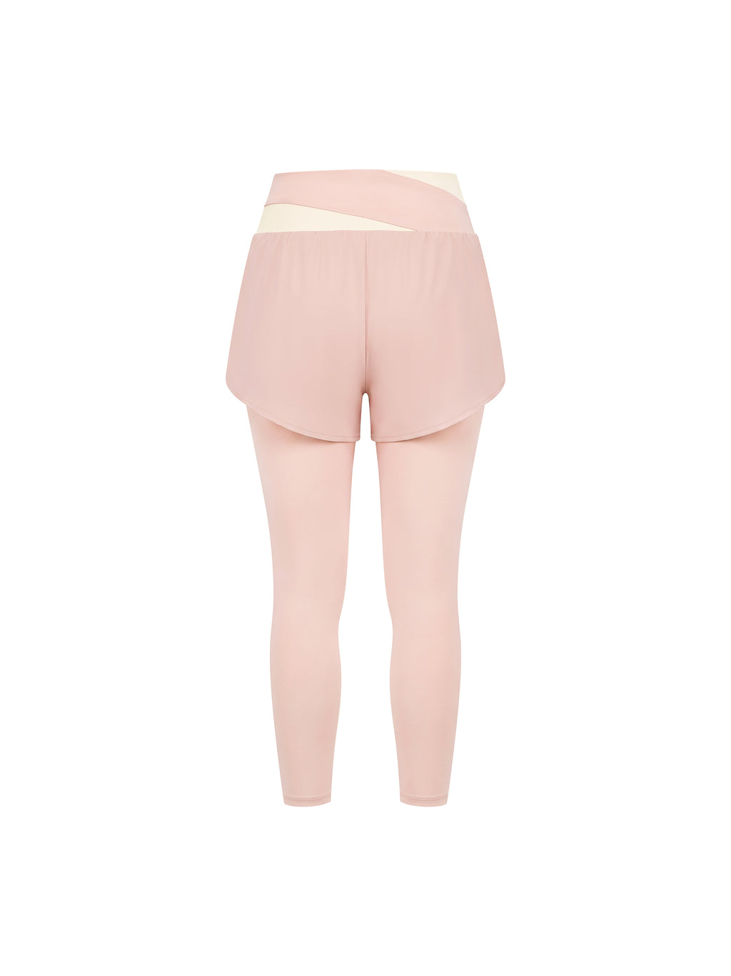 Women’s Panelled High-Waisted Yoga Leggings light pink with apricot back view