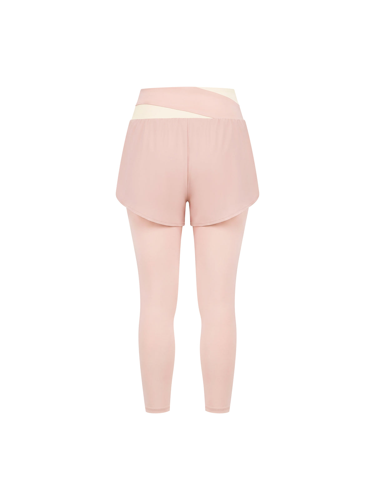 Women’s Panelled High-Waisted Yoga Leggings light pink with apricot back view