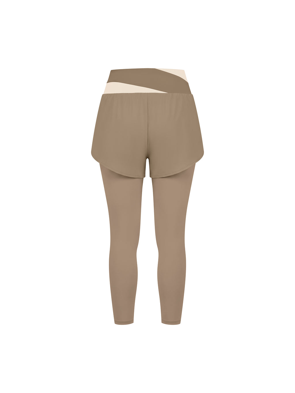 Women’s Panelled High-Waisted Yoga Leggings light coffee with apricot back view