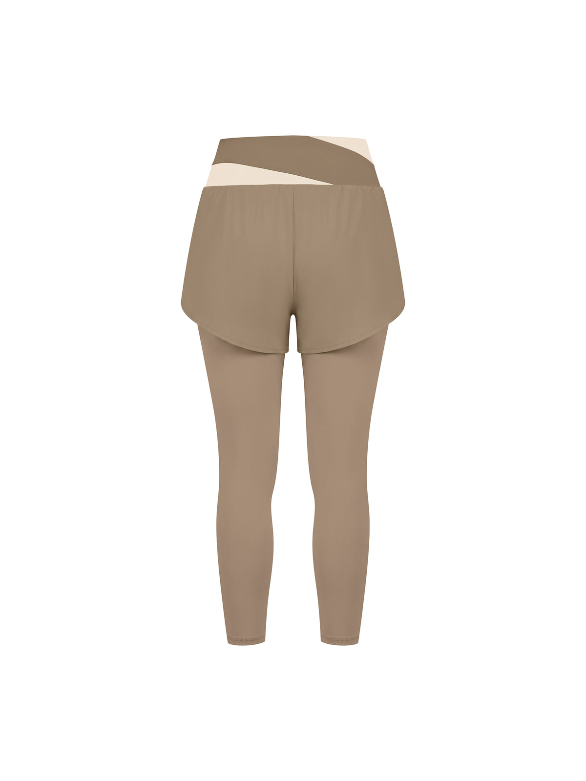 Women’s Panelled High-Waisted Yoga Leggings light coffee with apricot back view