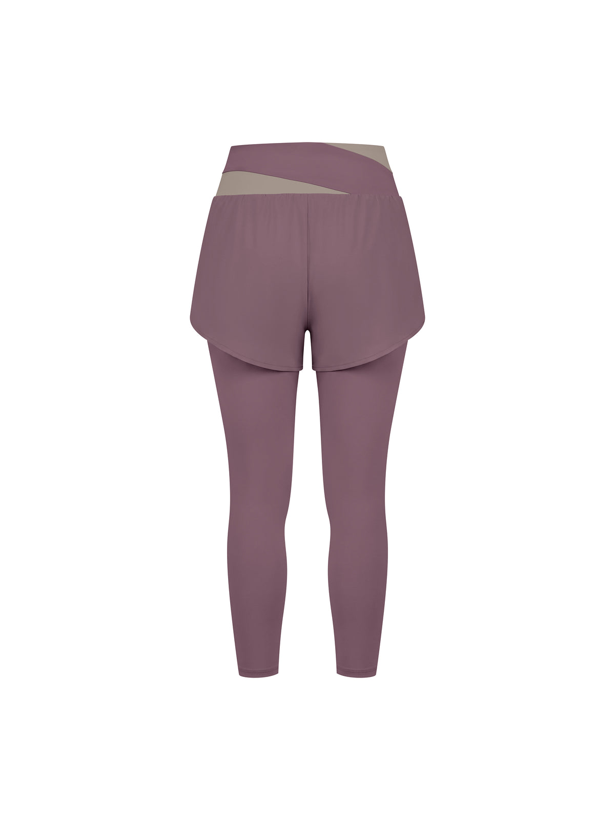 Women’s Panelled High-Waisted Yoga Leggings misty purple with gray purple back view