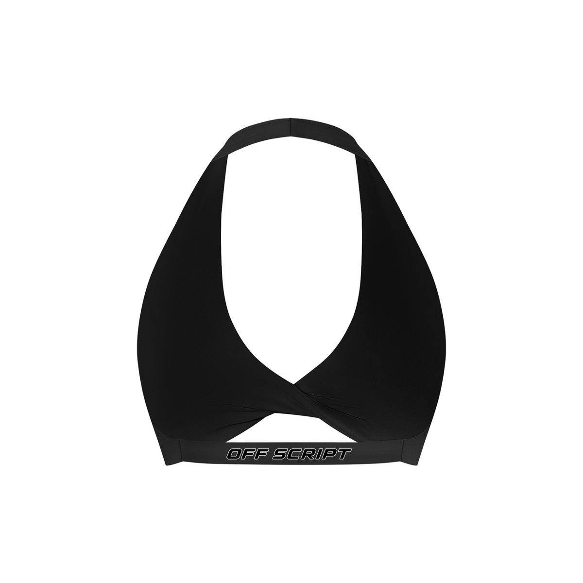 Black Women’s Pleated Halter Sports Bra V2 – back mockup
