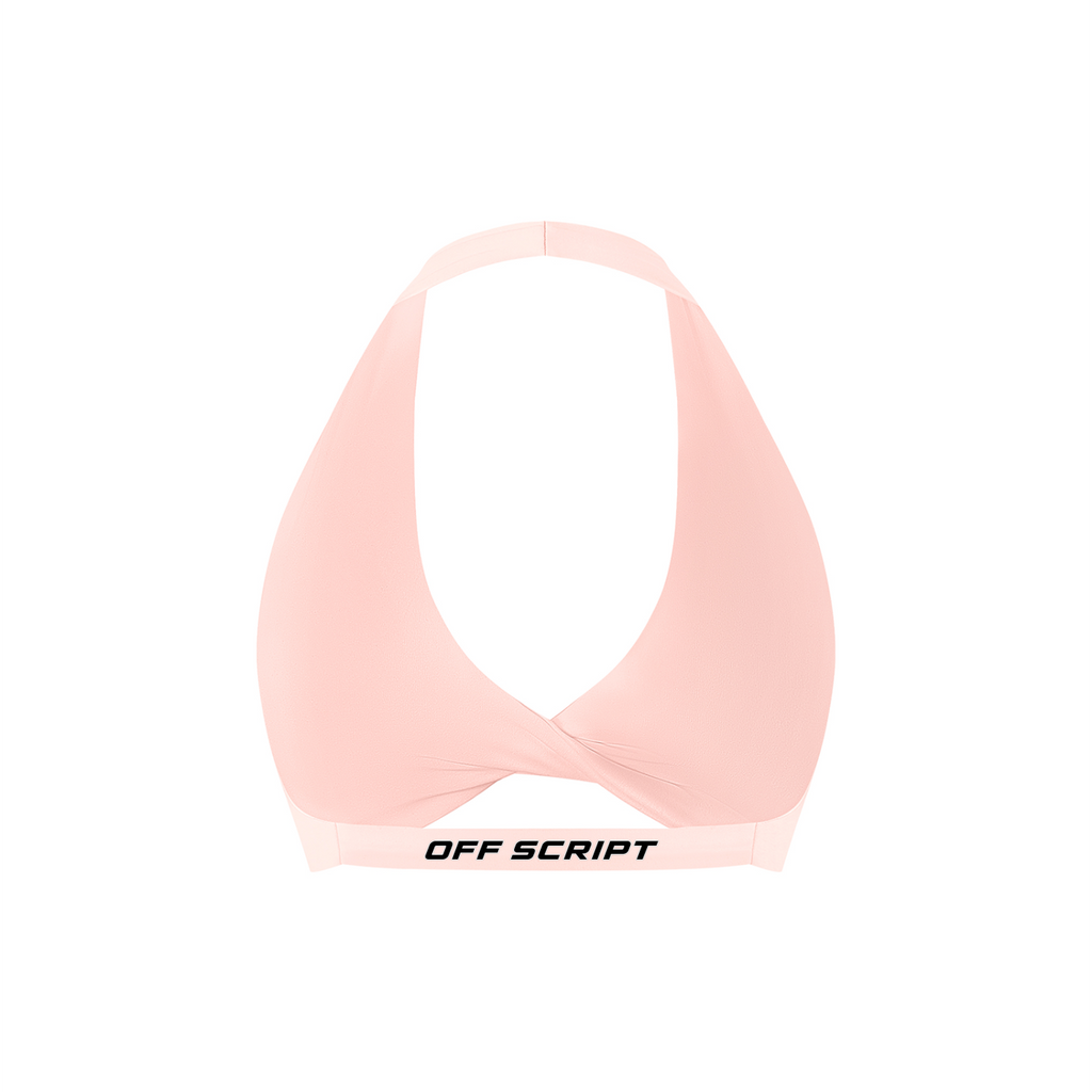 Pink Women’s Pleated Halter Sports Bra V2 – back mockup