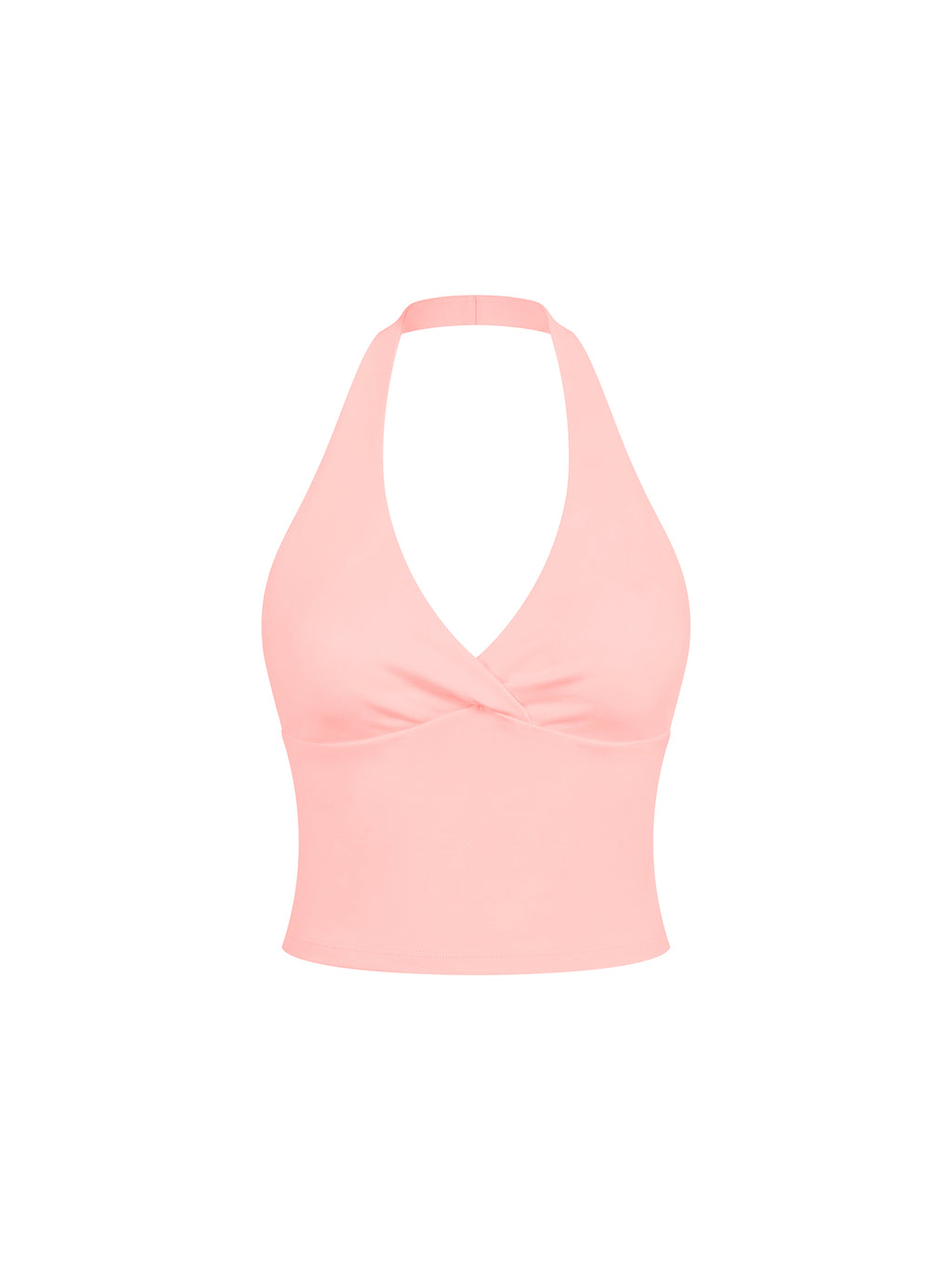 Women’s Ruched Halter Yoga Tank Top - Pink front