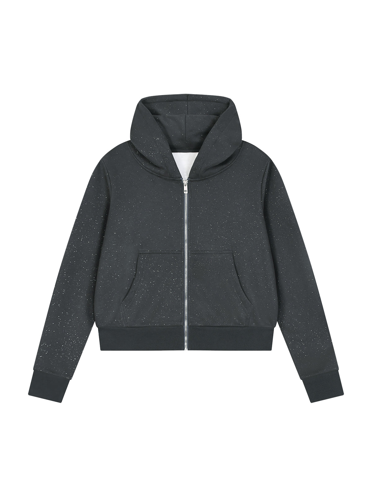 Women’s Sparkles Fleece Full Zip Hoodie dark gray front view