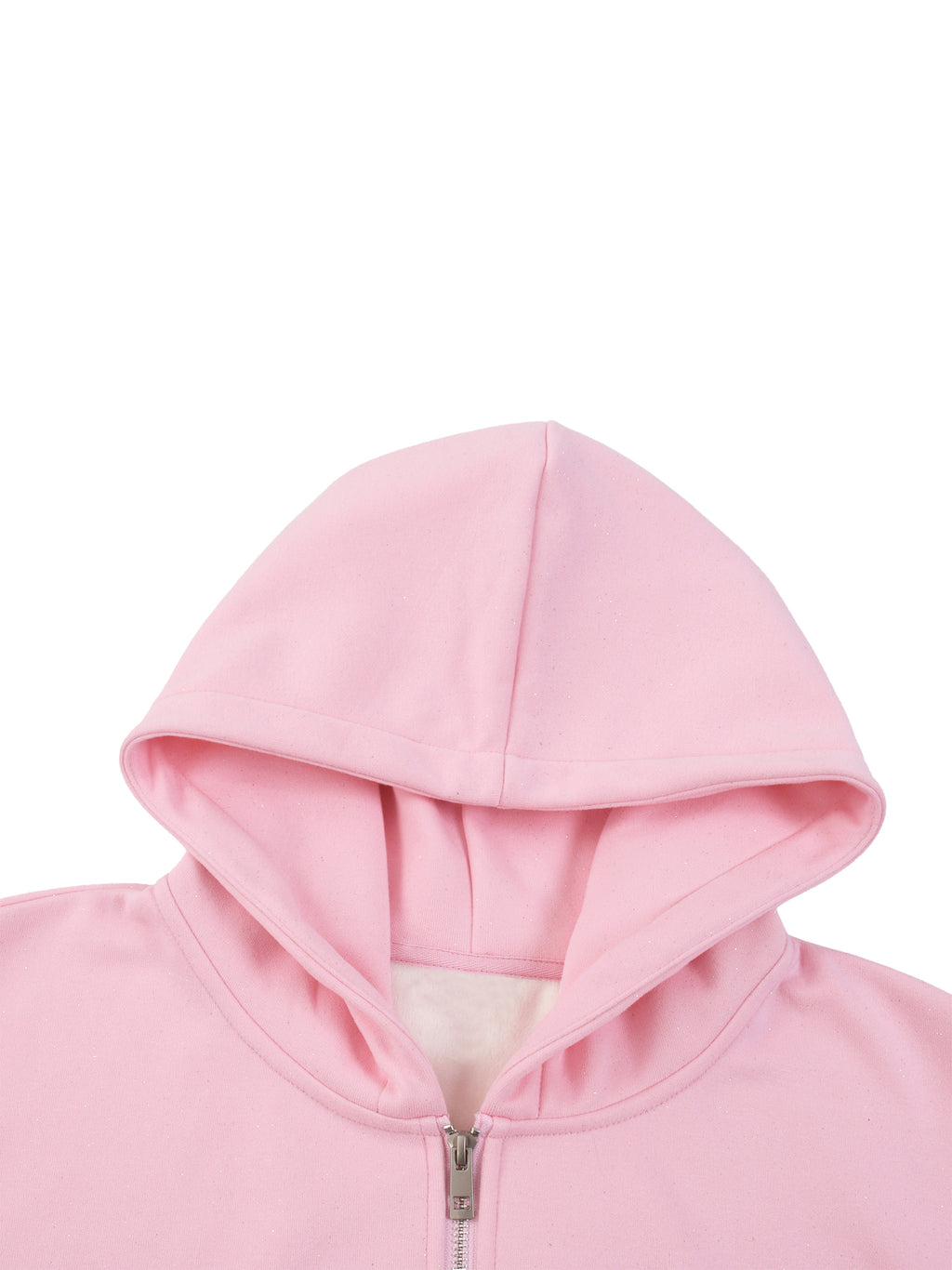 Women’s Sparkles Fleece Full Zip Hoodie pink hood and zipper detail