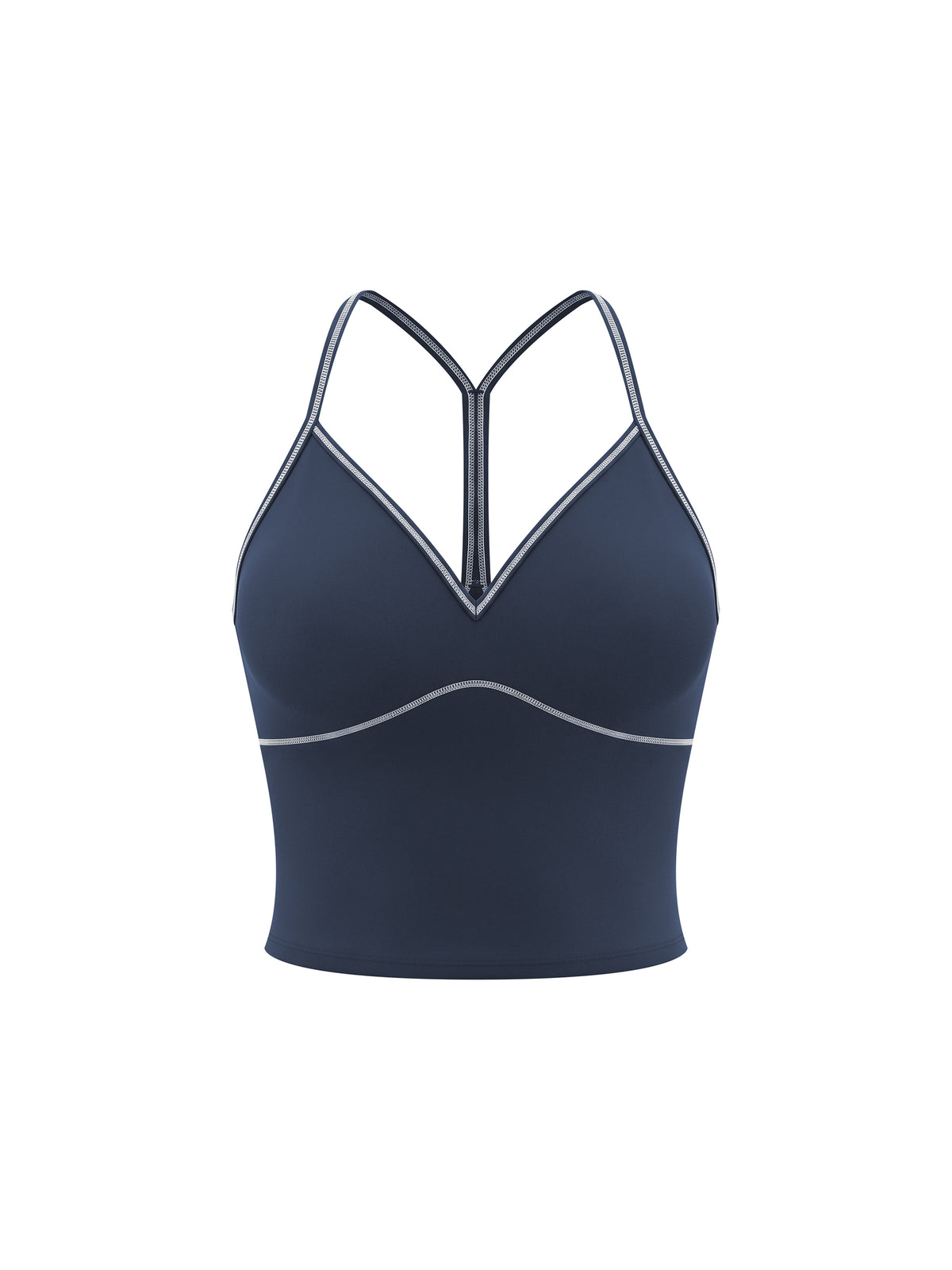Women's Topstitch Yoga Tank Top navy blue front view