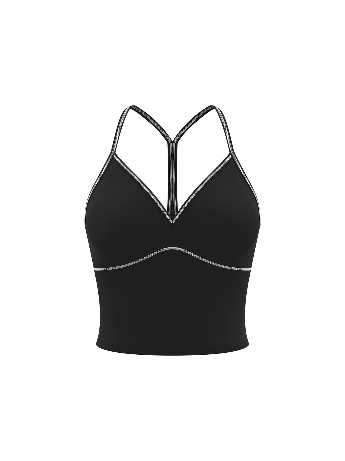 Women's Topstitch Yoga Tank Top black front view