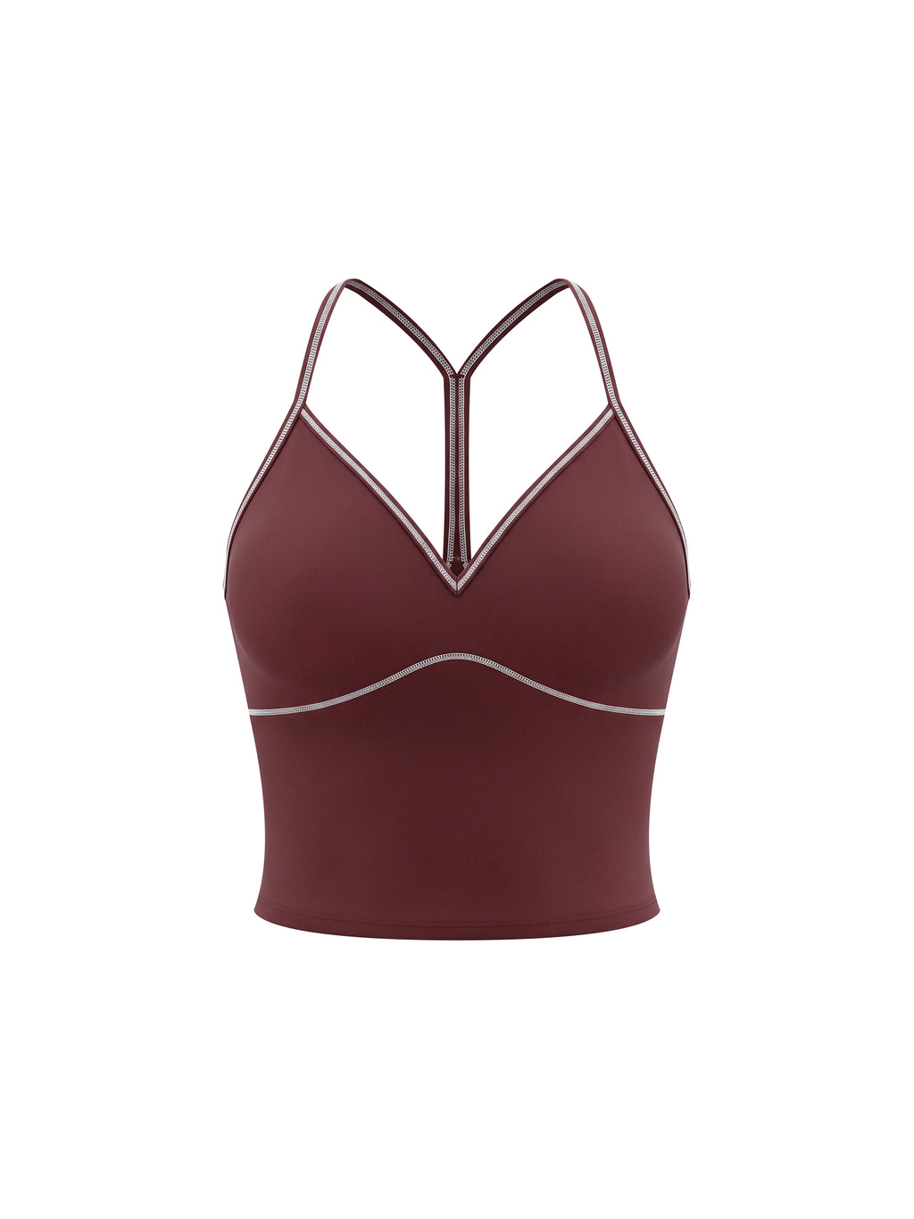 Women's Topstitch Yoga Tank Top wine red front view