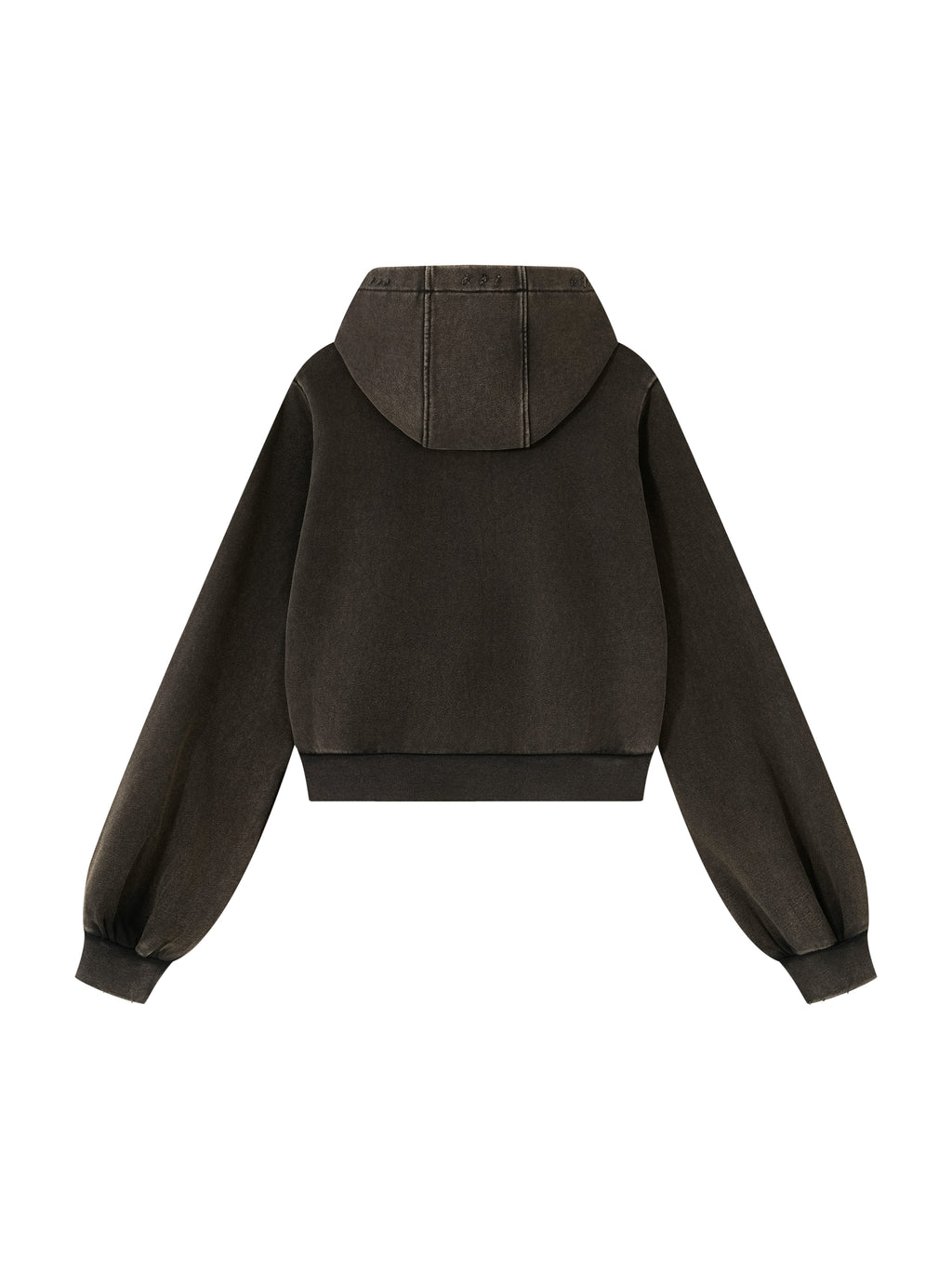 Women’s Vintage Wash Full Zip Hoodie black back product view