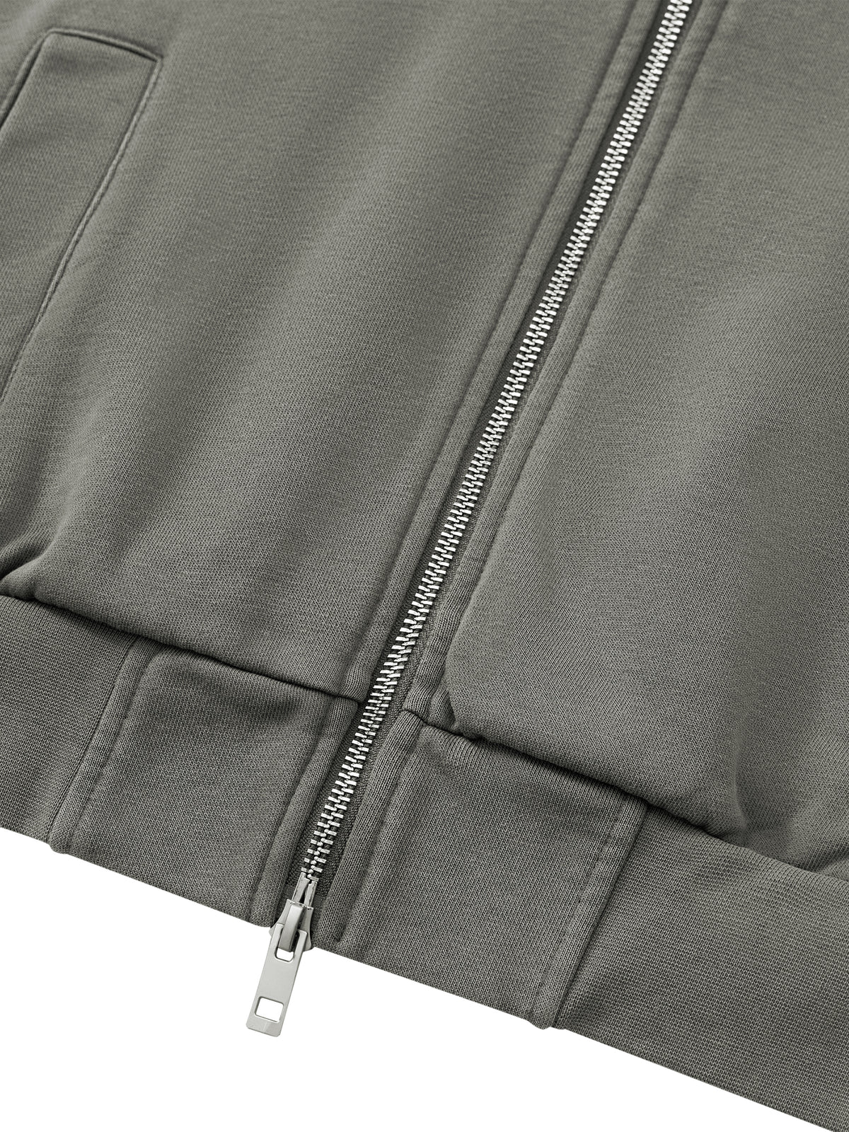 Women’s Vintage Wash Full Zip Hoodie hem and zipper detail
