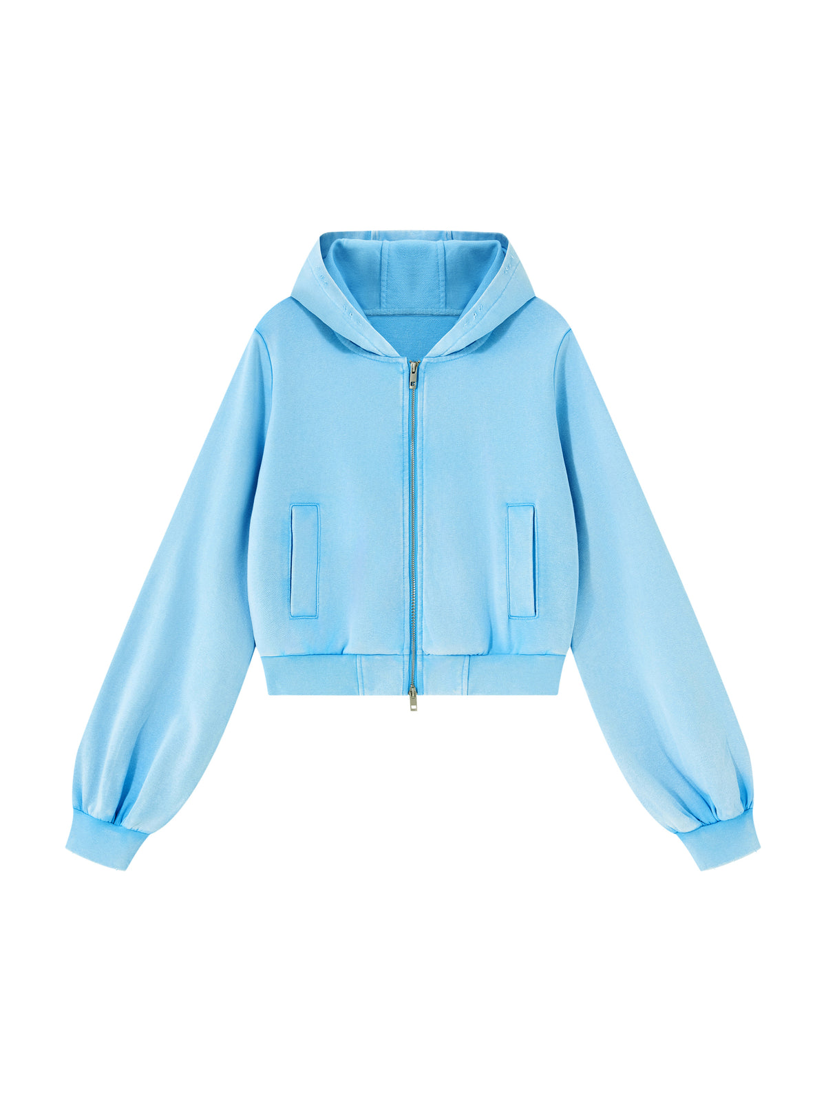 Women’s Vintage Wash Full Zip Hoodie sky blue front product view