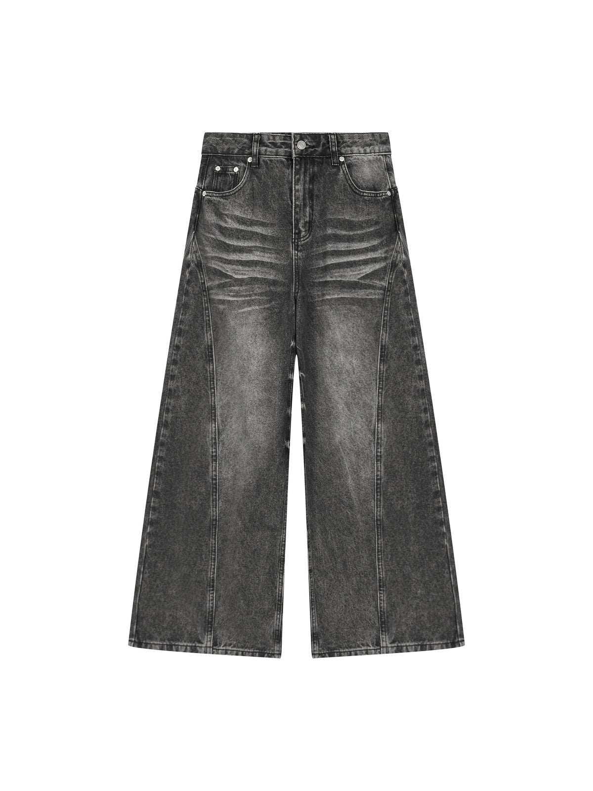Women’s Vintage Wash Wide Leg Denim Jeans - Black front