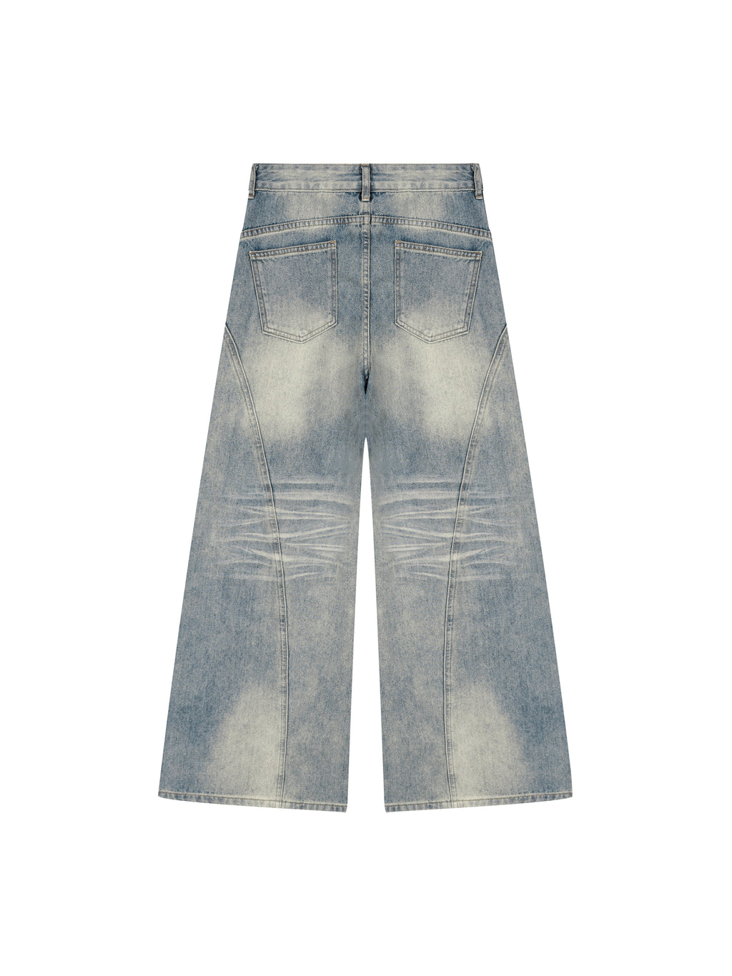 Women’s Vintage Wash Wide Leg Denim Jeans - Jeans Blue back