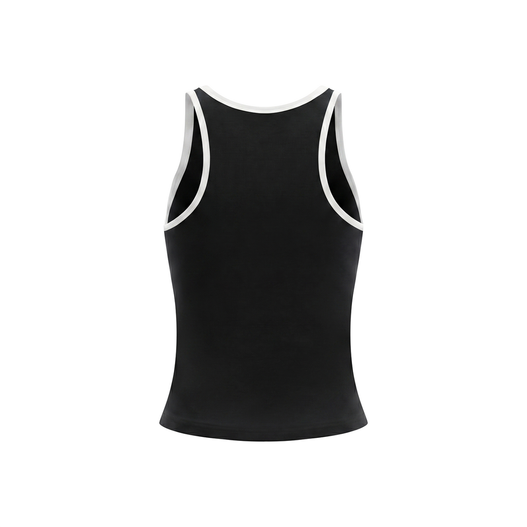 Celestial Butterfly Women’s Color Block Cropped Tank Top V6 - Black back mockup