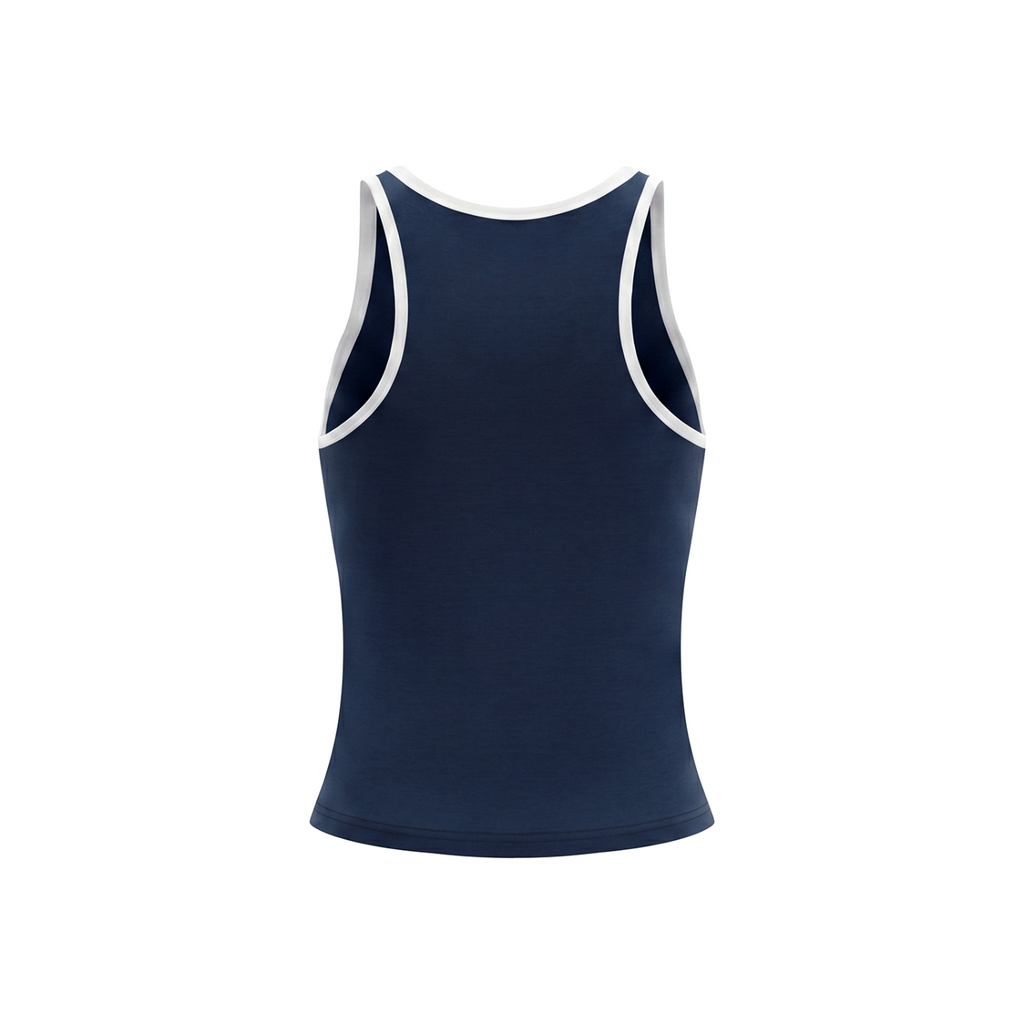 Celestial Butterfly Women’s Color Block Cropped Tank Top V6 - Royal Blue back mockup